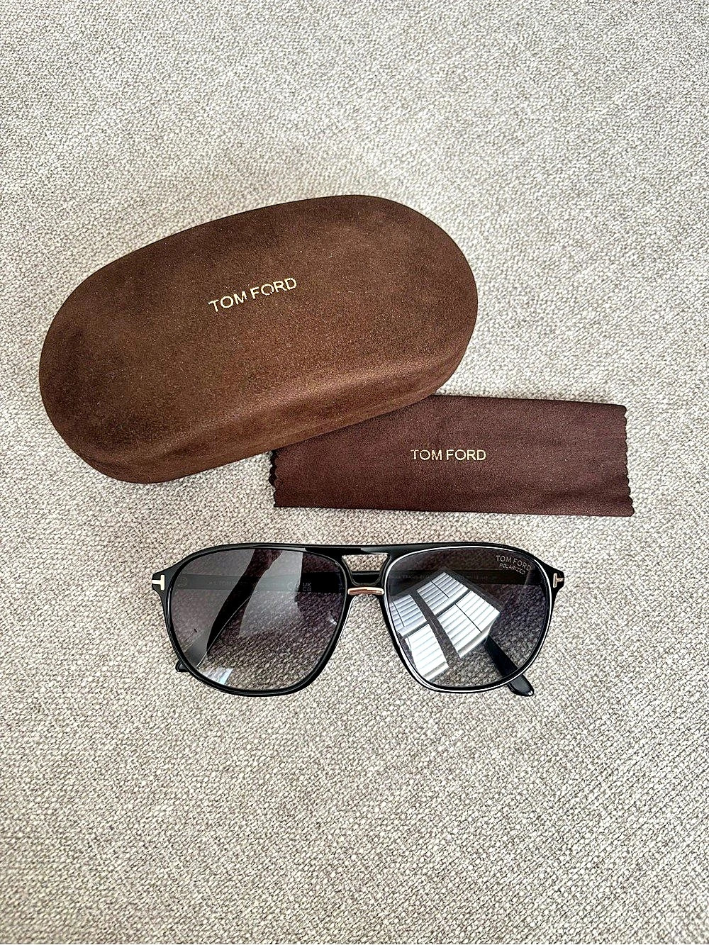 Tom Ford Bruce Polarized Sunglasses Black Gold-Tone Sunglasses w Original Case